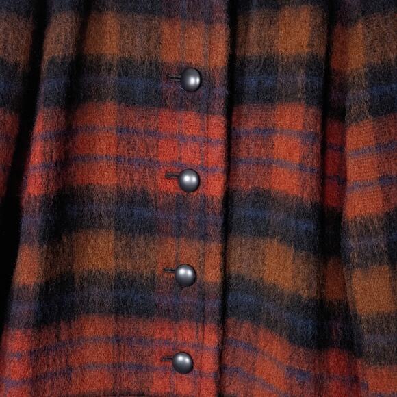 Yves Saint Laurent Diffusion Women’s Wool Coat Heritage Quiet Luxury Plaid Red M - Picture 4 of 14